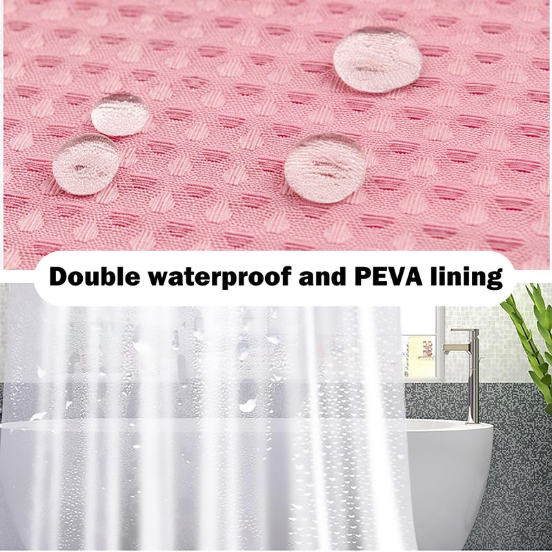Viowil Pink Bathroom Set, 23 PCS Pink Bathroom Accessories Set with Shower Curtains, Trash Can, Toothbrush Holder, Soap Dispensers, Toothbrush Cup, Vanity Tray, Soap Dish, Toilet Brush, Qtip Holders - Image 5
